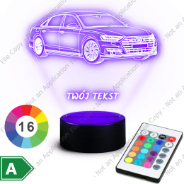 LAMPKA NOCNA LED 3D SAMOCHÓD AUDI A8 + NAPIS IMIE PREZENT