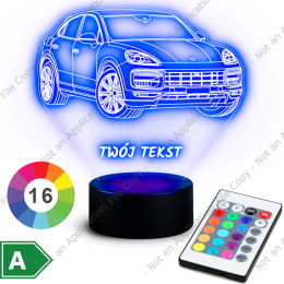 LAMPKA NOCNA LED 3D SAMOCHÓD PORSCHE CAYENNE + NAPIS IMIE PREZENT